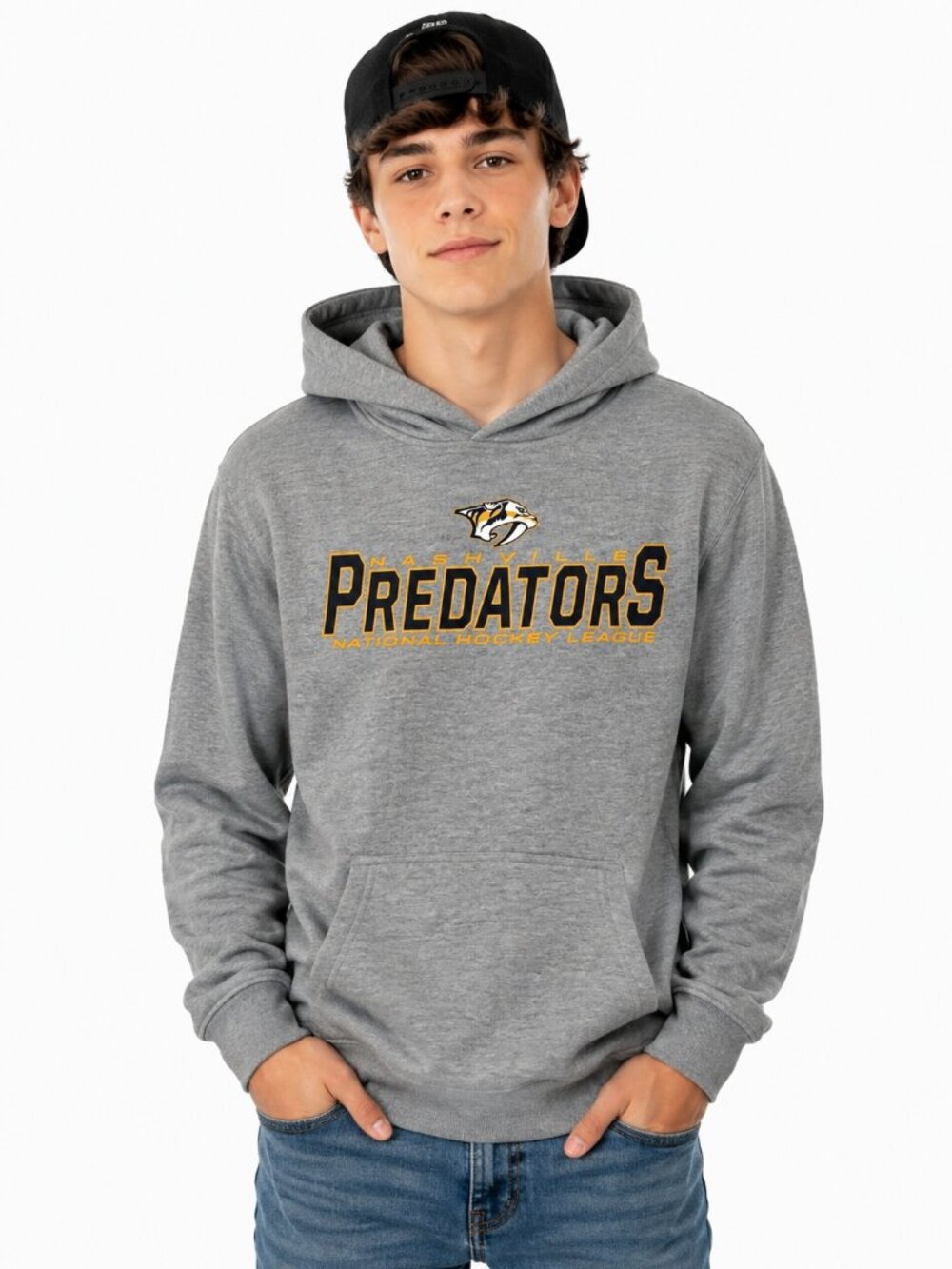 Nashville Predators Youth Hoodie Size Large 14/16 Gray Big Logo NHL Apparel New